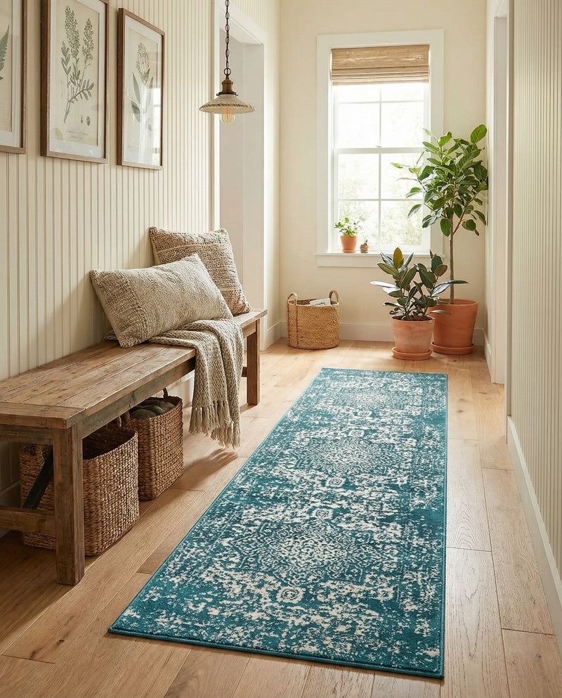 Georgetown Rugs Collection Area Rug - Dupont (Turquoise) Runner Turquoise  lifestyle 49