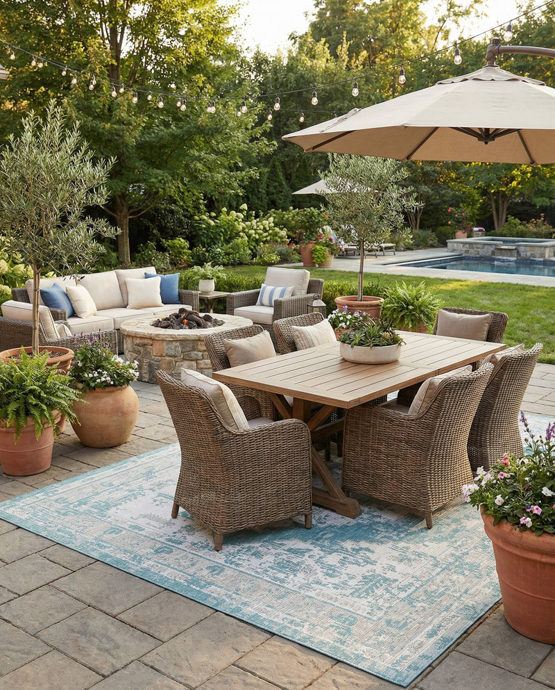 Patio Heritage Collection Area Rug -  Augusta (Aqua) Rectangle Aqua  lifestyle 20