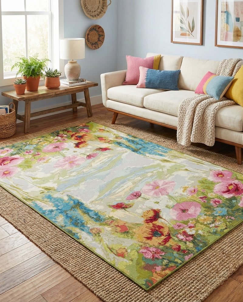 Seaside Blooms Collection Area Rug -  Amalfi Rectangle Multi  lifestyle 7