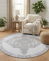 Heritage Elegance Collection Area Rug -  Winterthur (white Gray) Round white Gray  lifestyle 69
