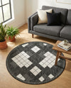 Urban Terrace Collection Area Rug -  Williamsburg Round Black and White  lifestyle 65