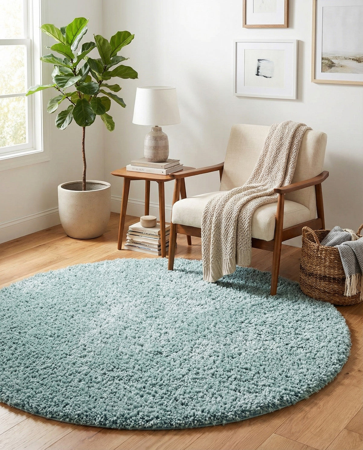 Alpine Plush Collection Area Rug -  Cortina (Aqua) Round Aqua  lifestyle 39