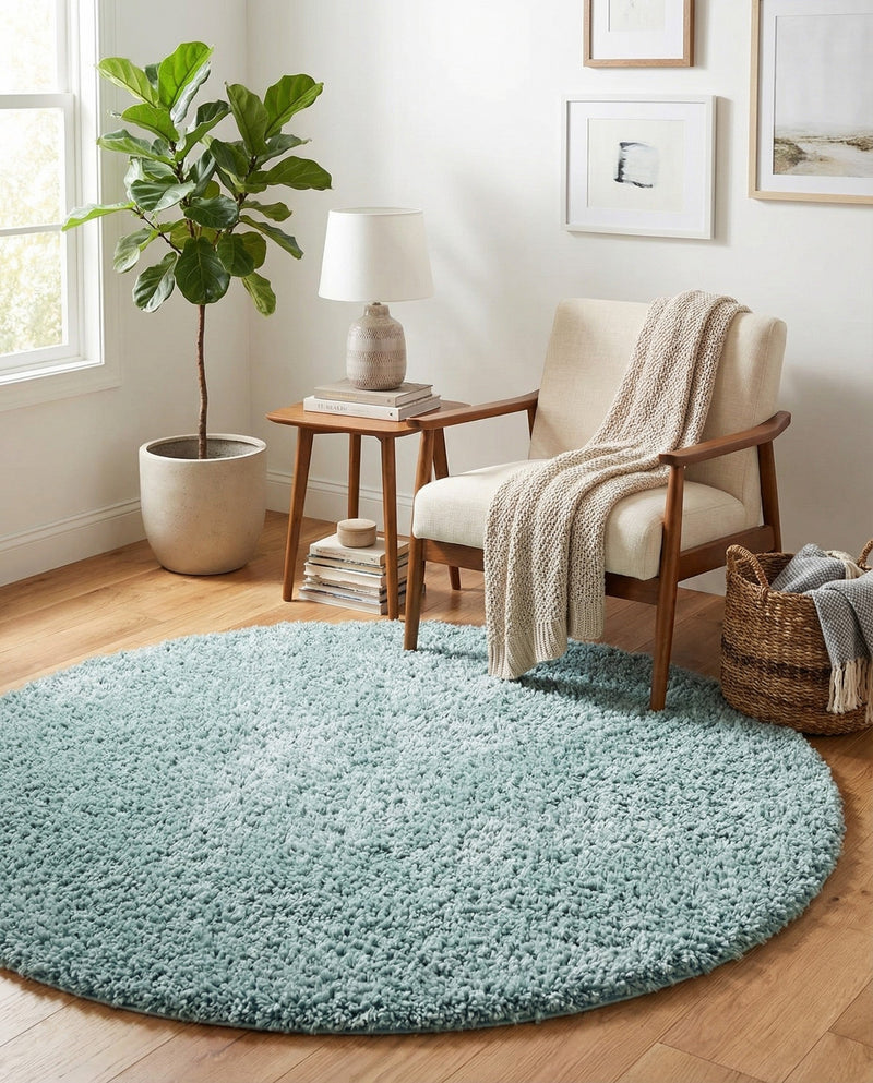 Alpine Plush Collection Area Rug -  Cortina (Aqua) Round Aqua  lifestyle 39