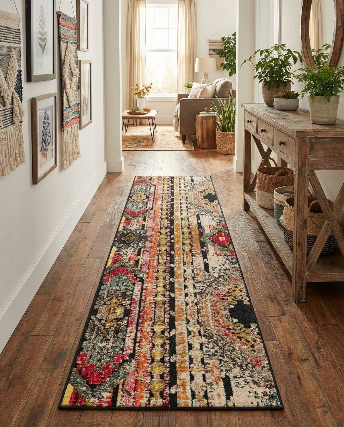 Outdoor Marrakesh Collection Area Rug -  Agadir Runner Multi Black  lifestyle 150
