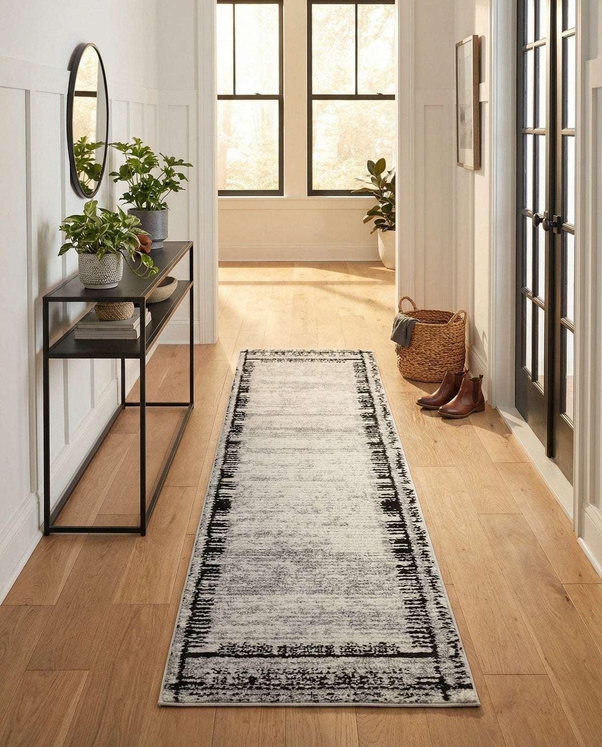 Marrakech Mosaic Collection Area Rug -  Sahara Runner Black and White  lifestyle 86