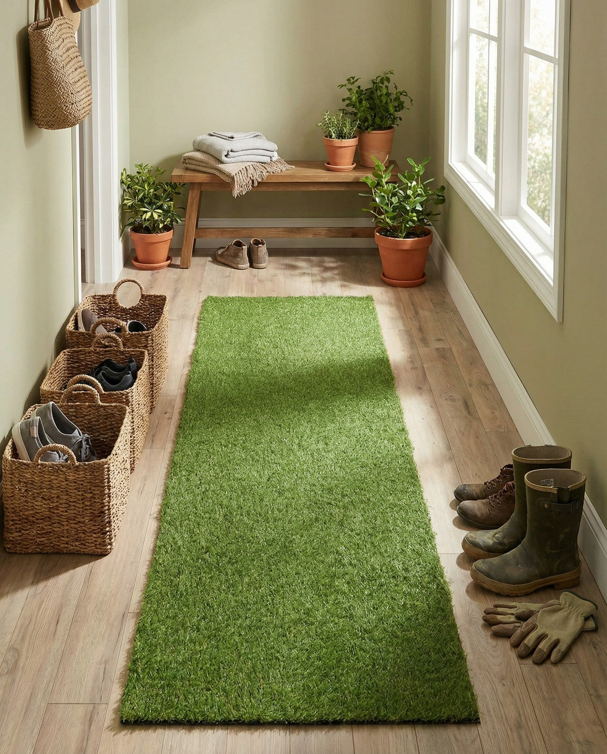 Meadow Retreat Collection Area Rug - Glen Runner Green  lifestyle 146