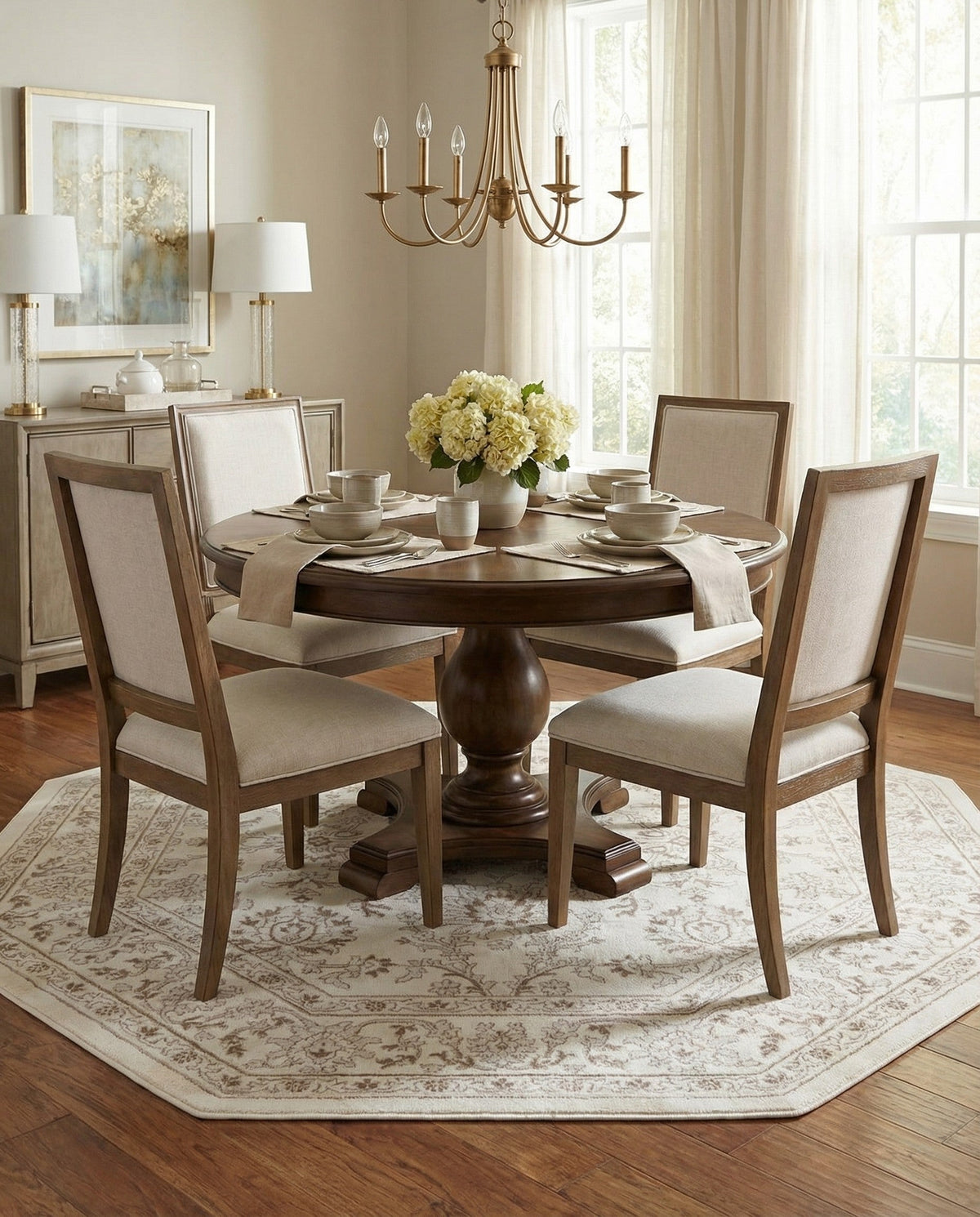 Savannah Elegance Collection Area Rug - Augusta (Ivory) Octagon Ivory  lifestyle 91