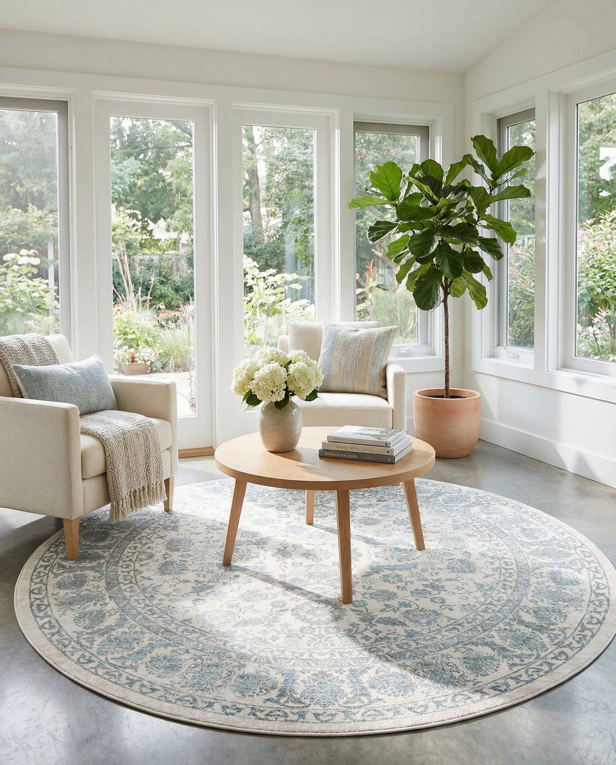 Metro Heights Collection Area Rug -  Astoria Round Teal  lifestyle 62