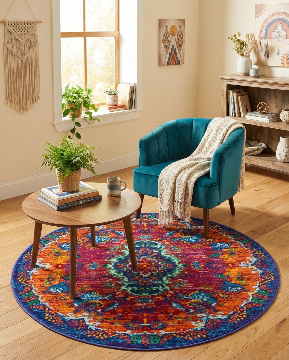 Caribbean Cove Collection Area Rug -  Nevis Round Fuchsia  lifestyle 108