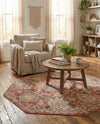 Seville Stripes Collection Area Rug -  Cordoba (Brick Red) Octagon Brick Red  lifestyle 78