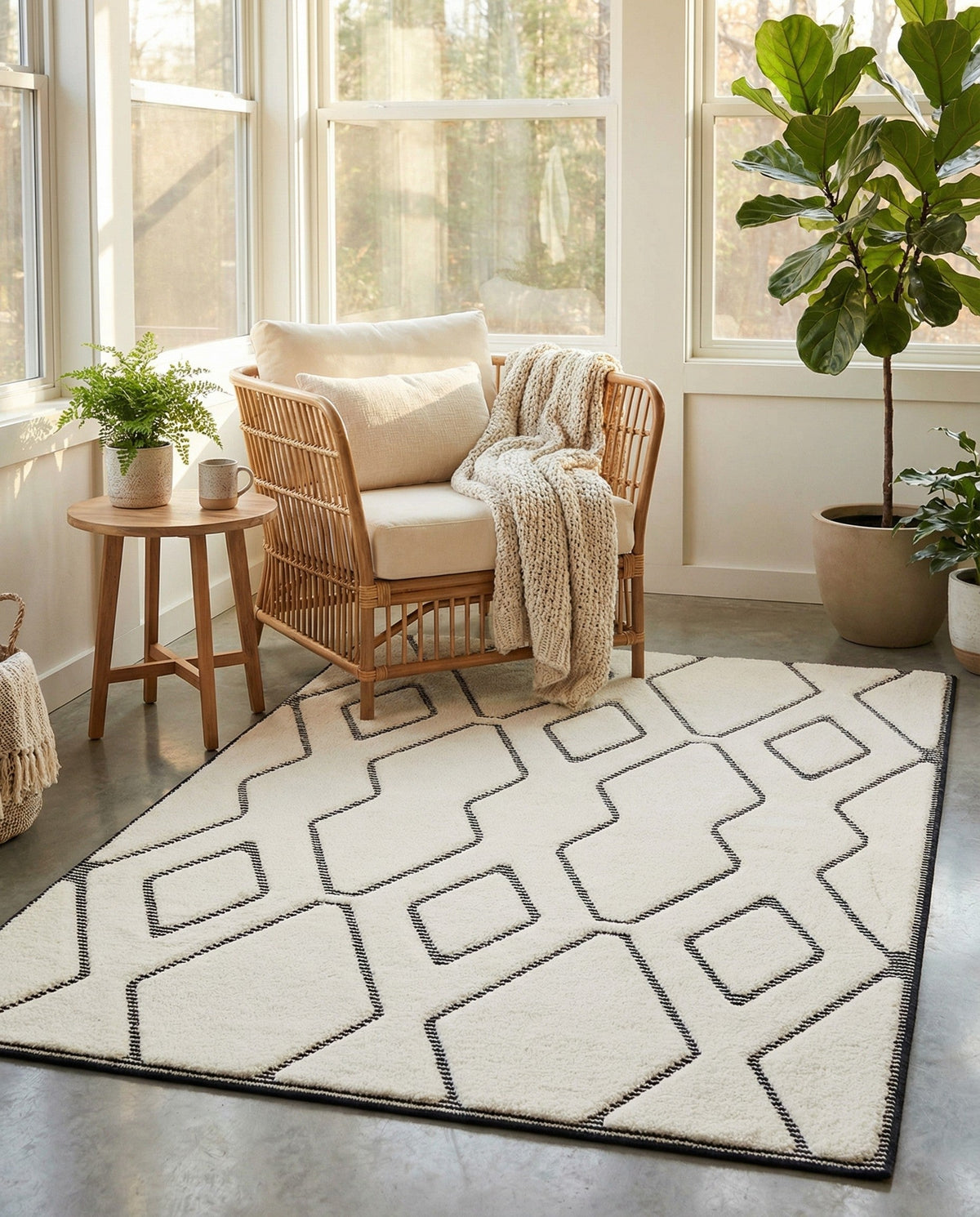 Monochrome Collection Area Rug -  Glacier Rectangle Ivory White  lifestyle 31