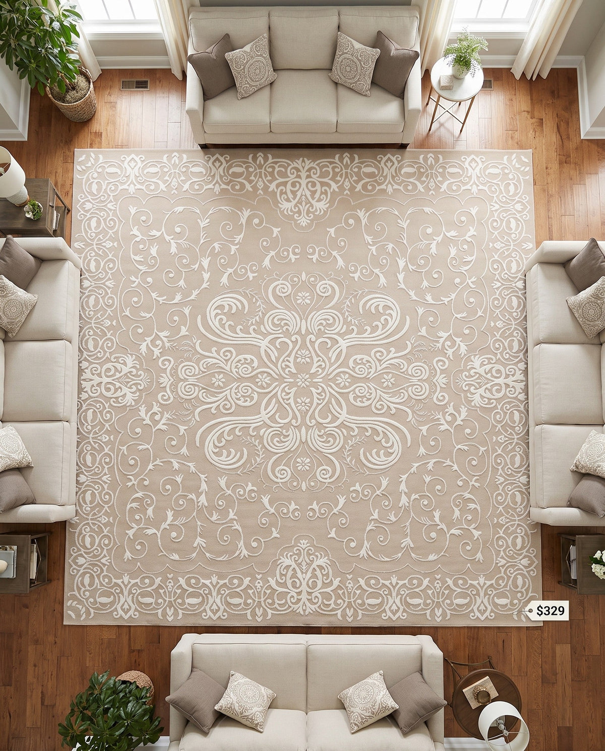 Andes Summit Collection Area Rug -  Lanín Square Beige  lifestyle 122