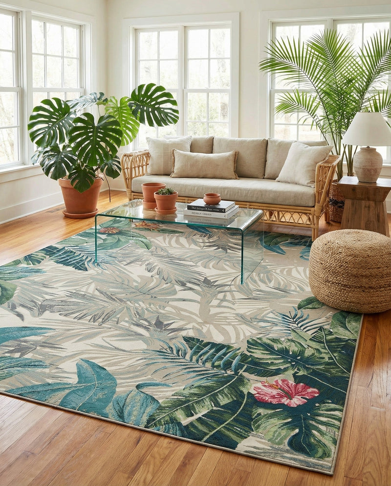 Seaside Blooms Collection Area Rug -  Paradise Rectangle Multi  lifestyle 58