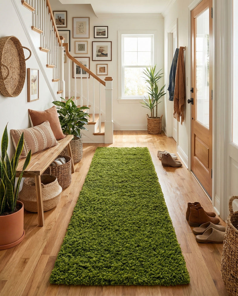Plush Oasis Collection Area Rug - Serenity (Grass Green) Runner Grass Green  lifestyle 37