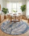 Seaside Blooms Collection Area Rug - Verdure (Blue) Round Blue  lifestyle 56