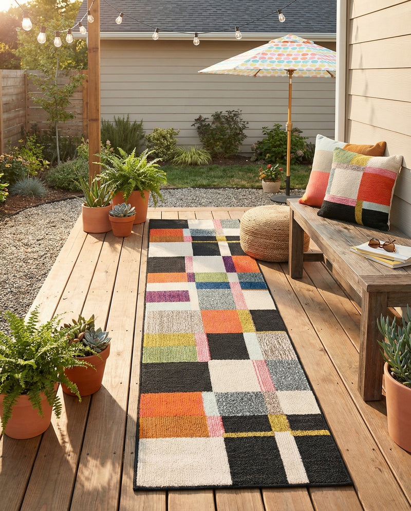 Outdoor Marrakesh Collection Area Rug -  Tangier Runner Multi  lifestyle 56