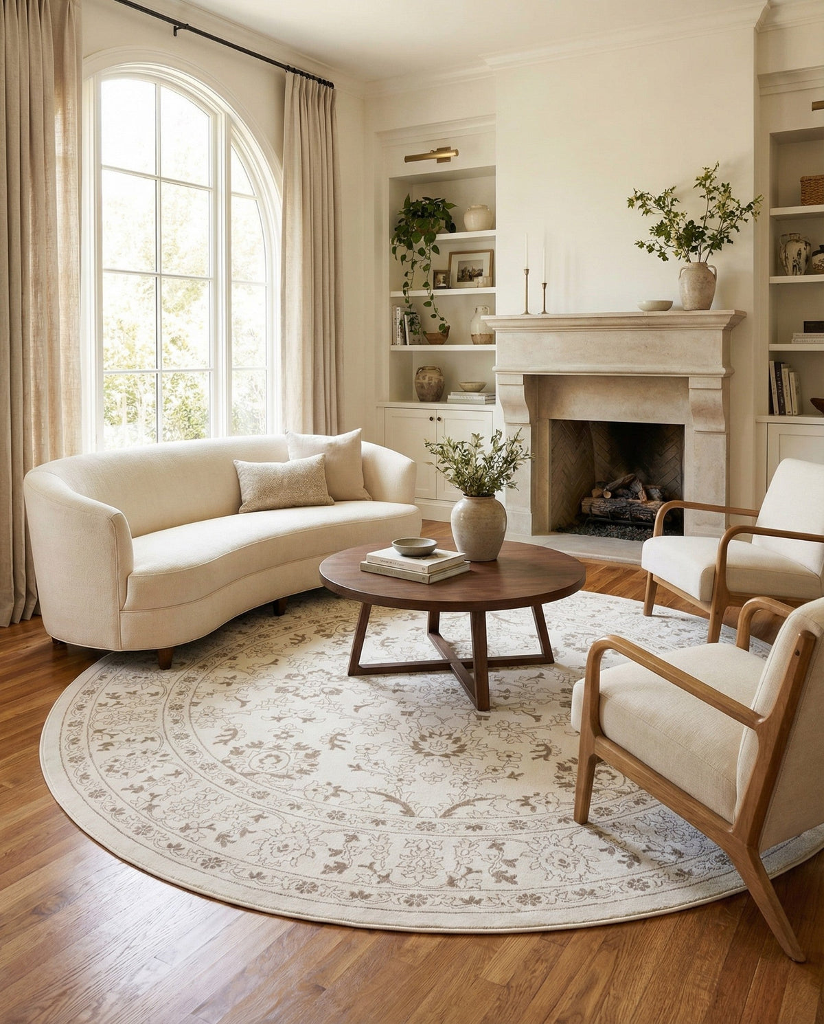 Savannah Elegance Collection Area Rug - Augusta (Ivory) Round Ivory  lifestyle 122