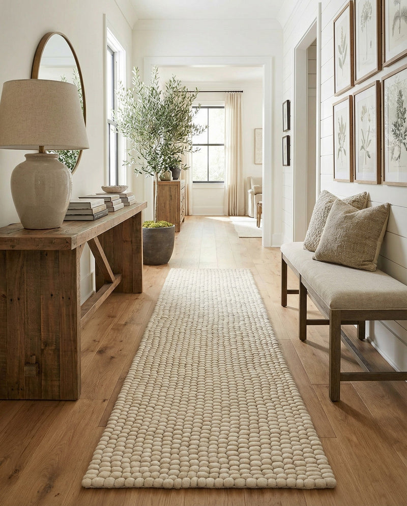 Woolen Sphere Collection Area Rug - Orbsburg (Ivory) Runner Ivory  lifestyle 34