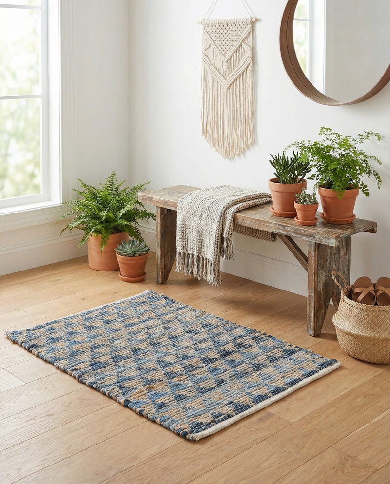 Osian Looms Collection Area Rug - Mumbai Rectangle Navy Blue  lifestyle 20