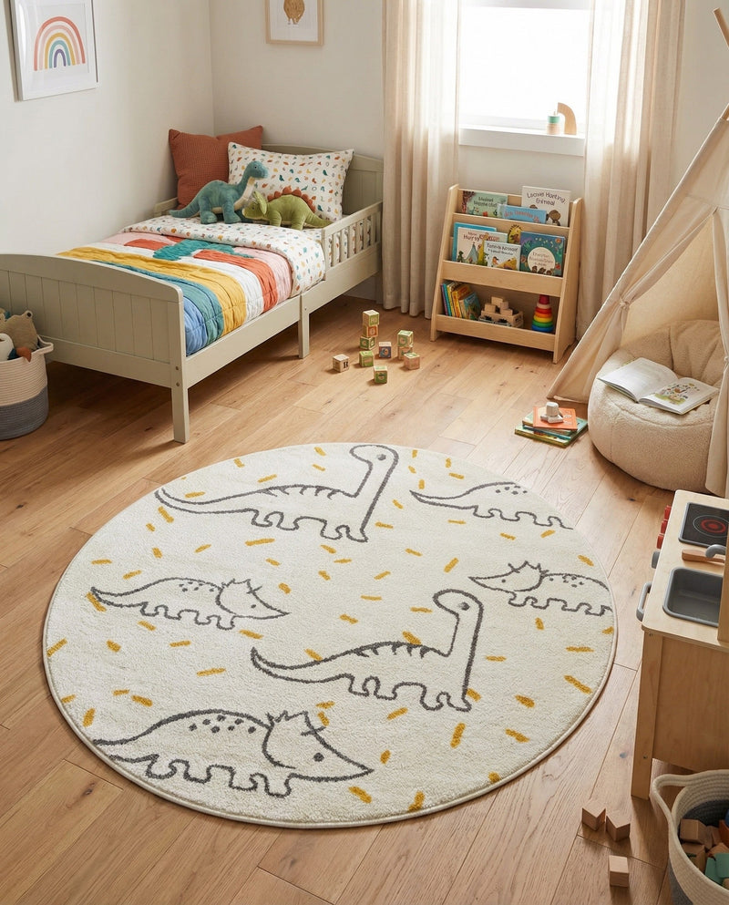Wonder Tykes Collection Area Rug -  Jamboree Round Ivory  lifestyle 39