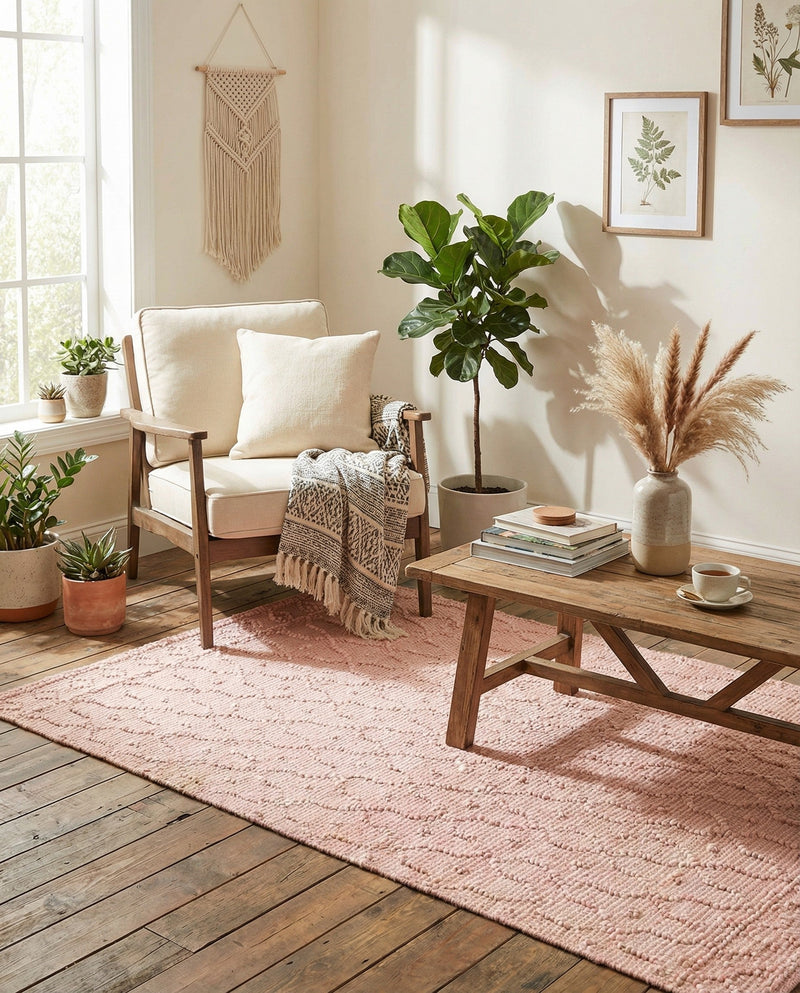 Savannah Weave Collection Area Rug - Serengeti Rectangle Pink  lifestyle 33