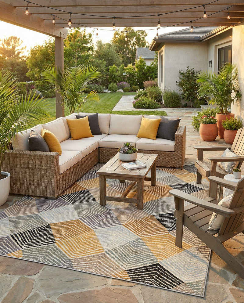 Urban Terrace Collection Area Rug - Metropolis Rectangle Gray  lifestyle 13