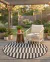 Seaside Stripes Collection Area Rug - Cabana (Charcoal) Round Charcoal  lifestyle 61
