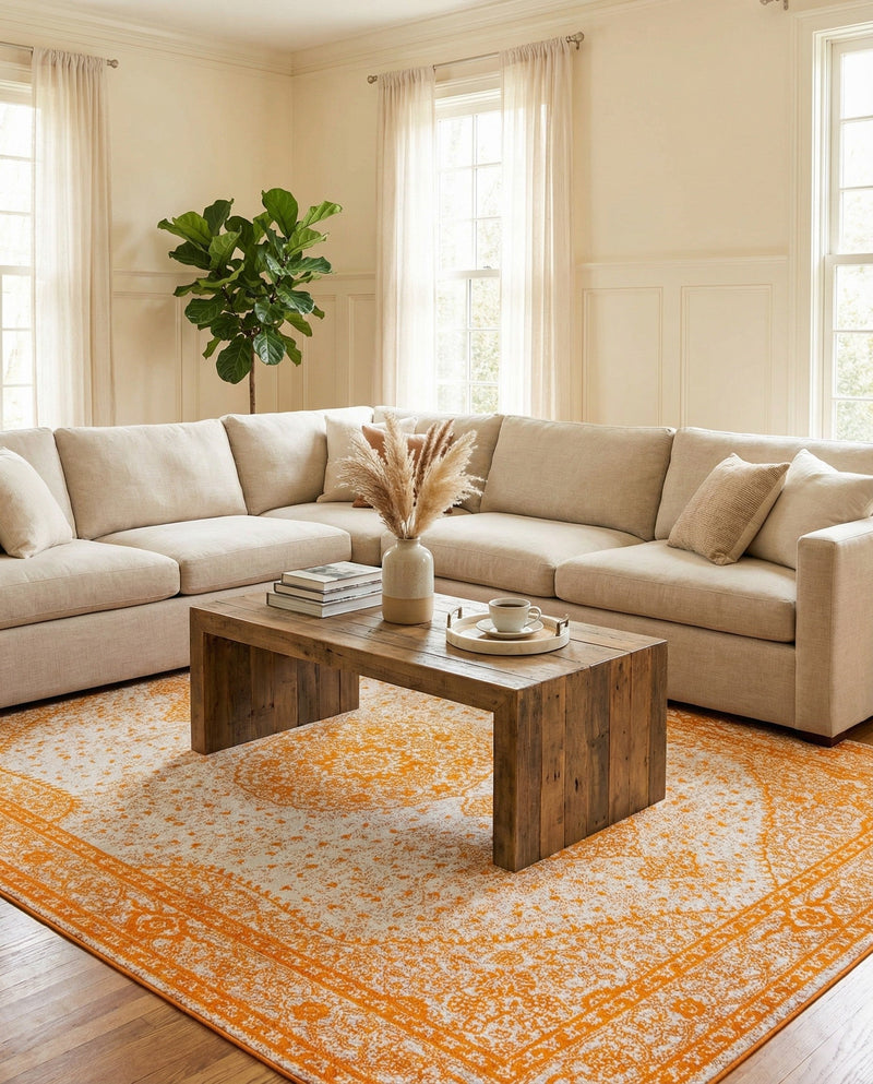 Dover Terrace Collection Area Rug - Marina (Orange) Rectangle Orange  lifestyle 24