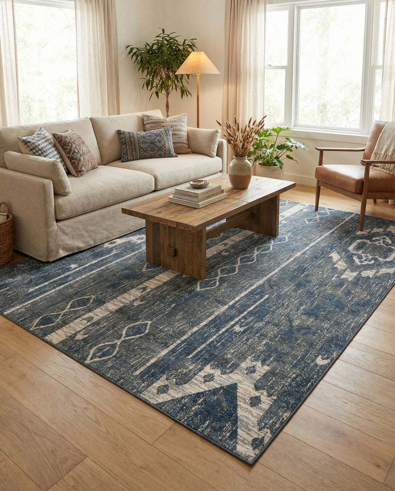 Cascade Range Collection Area Rug - Hood (Blue Gray) Rectangle Blue Gray  lifestyle 17