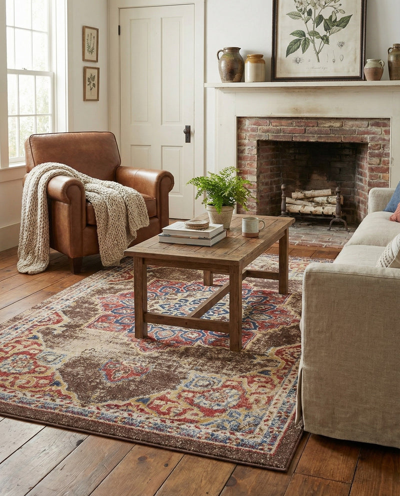 Eden Oasis Collection Area Rug -  Tranquility (Chocolate Brown) Rectangle Chocolate Brown  lifestyle 11