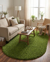 Plush Oasis Collection Area Rug - Serenity (Grass Green) Oval Grass Green  lifestyle 38