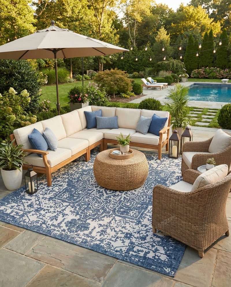Urban Oasis Rugs Collection Area Rug -  Penthouse (Blue) Square Blue  lifestyle 75
