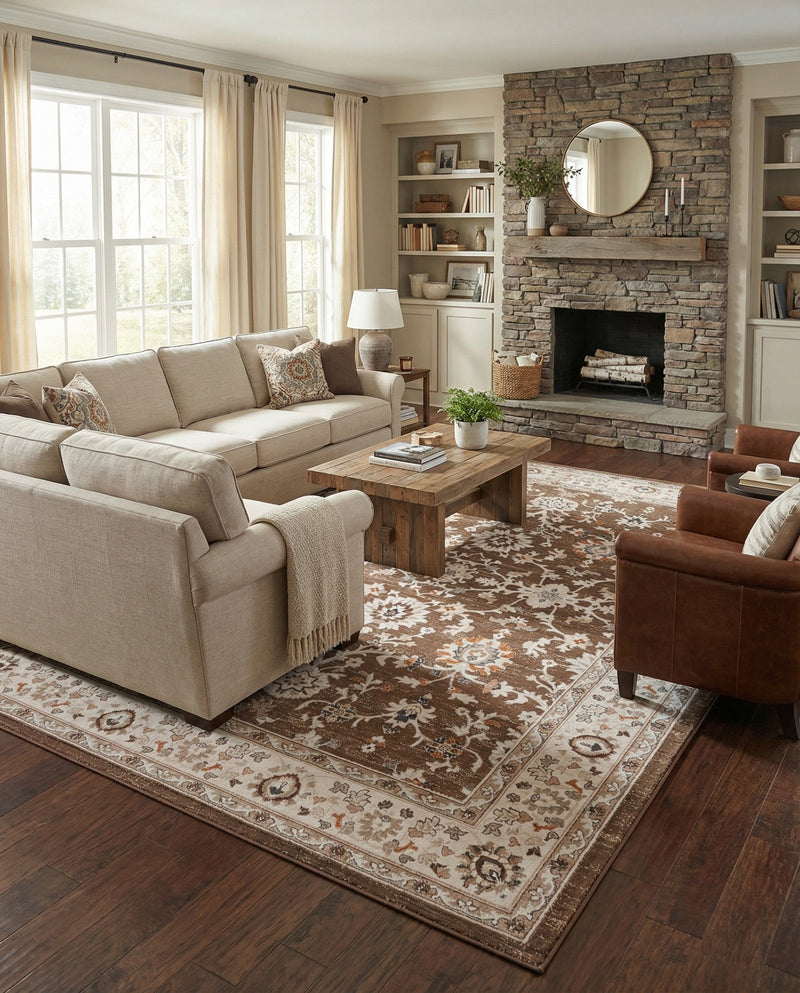 Savannah Elegance Collection Area Rug - Augusta (Brown) Rectangle Brown  lifestyle 26