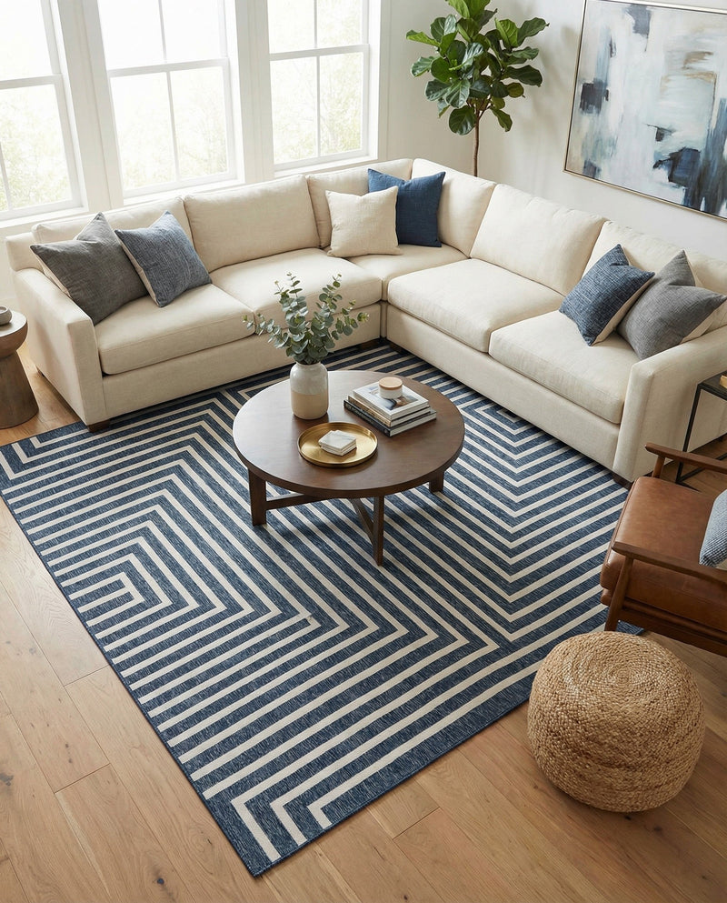 Urban Terrace Collection Area Rug -  Astoria (Blue) Square Blue  lifestyle 58