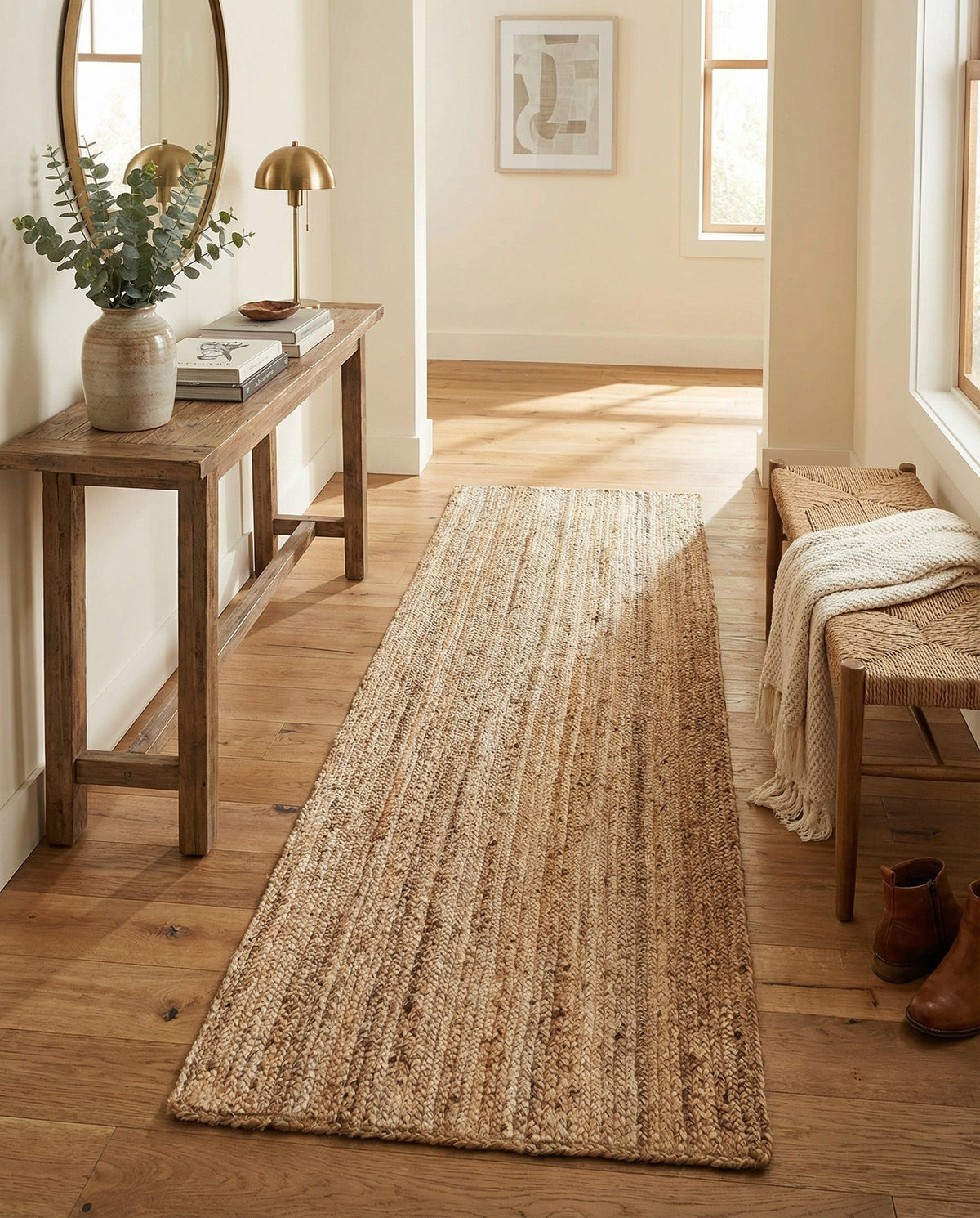 Woven Seaside Jute Collection Area Rug - Savannah (Natural) Runner Natural  lifestyle 67