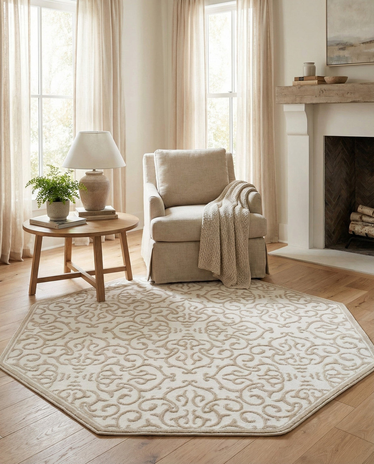 Andes Summit Collection Area Rug -  Pichincha Octagon Snow White  lifestyle 88