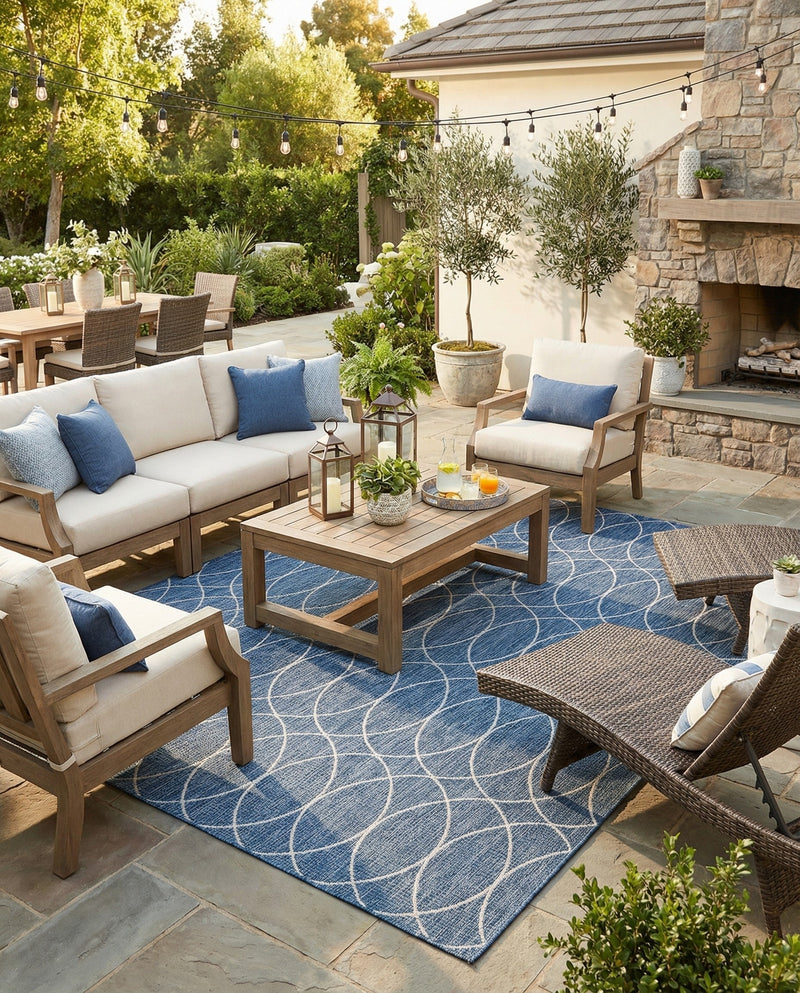 Savannah Pergola Collection Area Rug -  Pavilion (Blue) Rectangle Blue  lifestyle 3