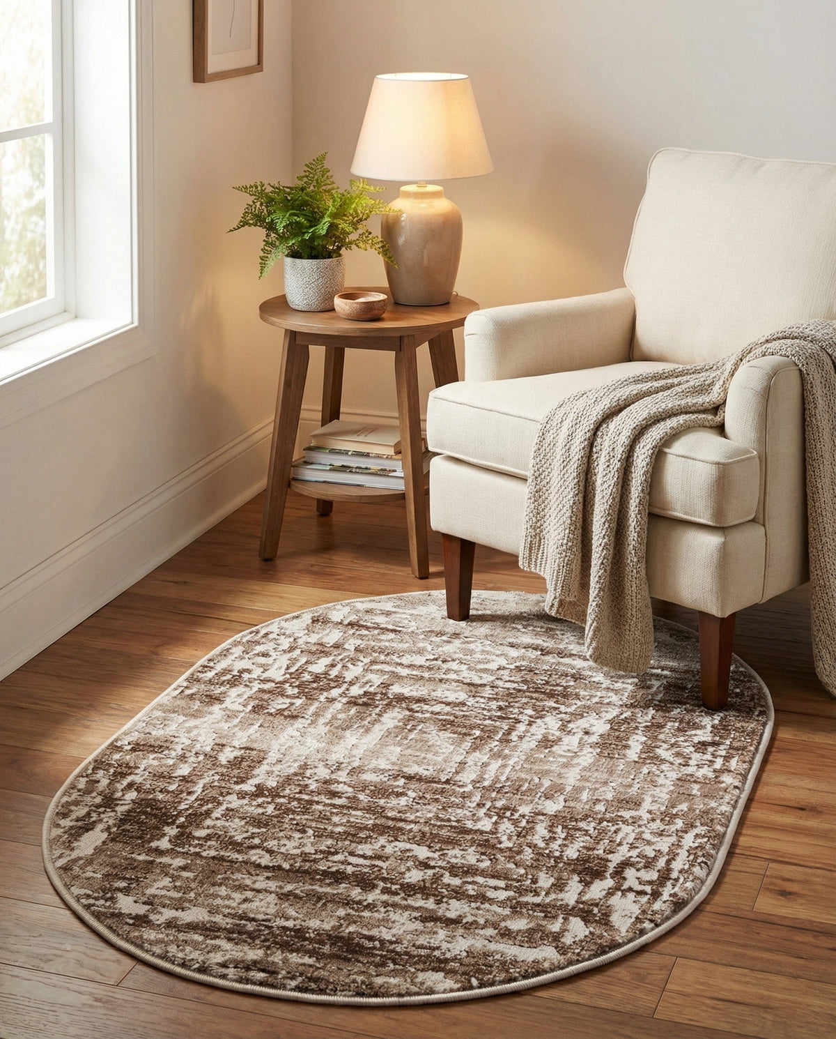 Sanctuary Retreat Collection Area Rug -  Asylum Oval Chocolate Brown  lifestyle 190