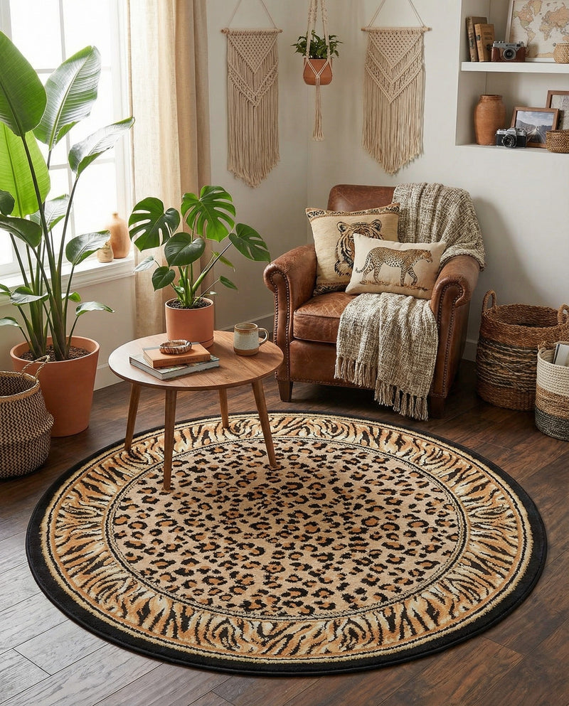 Savannah Sojourn Collection Area Rug -  Chobe Round Light Brown  lifestyle 66