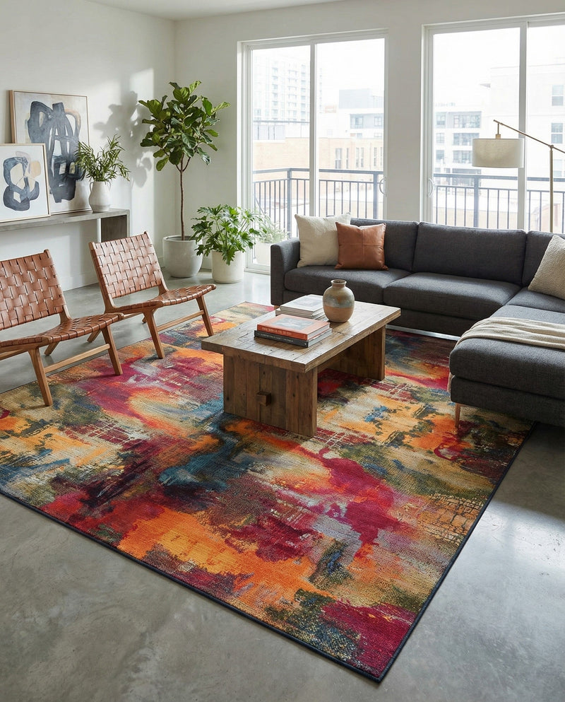 Urban Terrace Collection Area Rug -  Atrium Rectangle Multi  lifestyle 35