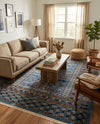 Samarkand Elegance Collection Area Rug -  Ishratkhana Rectangle Blue  lifestyle 13
