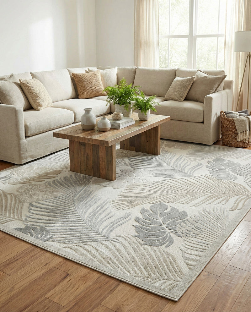 Seaside Blooms Collection Area Rug -  Tranquil Rectangle Gray  lifestyle 20
