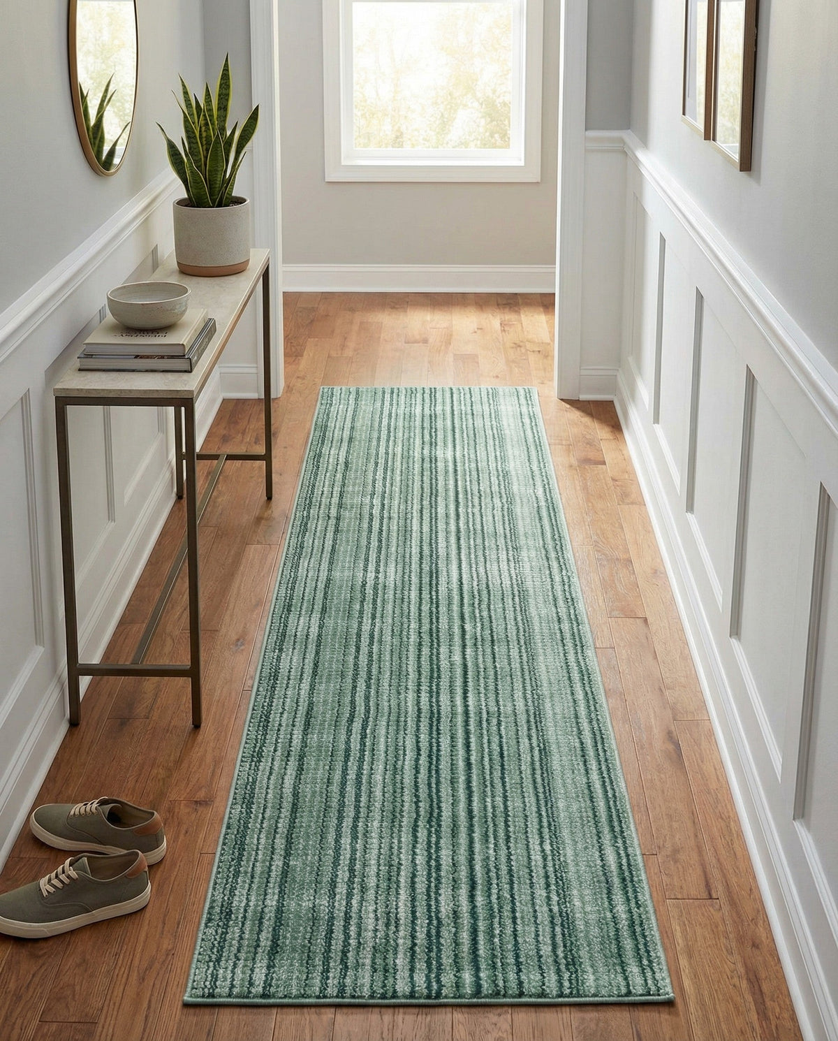 Jewel Oasis Collection Area Rug - Sapphire (Green) Runner Green  lifestyle 112