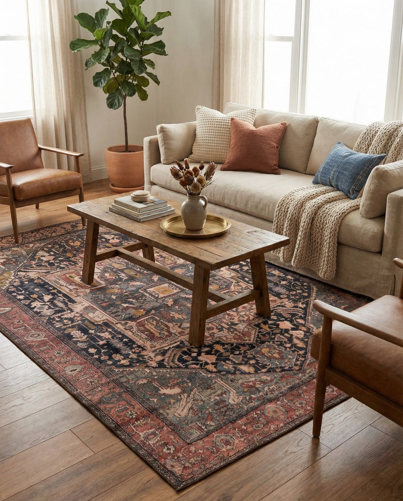 Casablanca Tapestry Collection Area Rug - Fes Rectangle Muted Rust  lifestyle 87