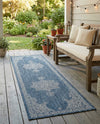 Patio Heritage Collection Area Rug -  Charleston (Blue) Runner Blue  lifestyle 48