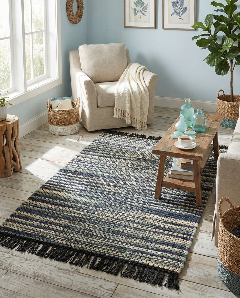 Savannah Jute Collection Area Rug - Nantucket Rectangle Green and Ivory  lifestyle 42