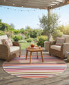 Seaside Stripes Collection Area Rug - Azul Round White  lifestyle 61