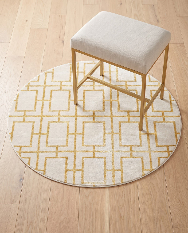 Hollywood Luxe Collection Area Rug -  Beverly (White Gold) Round White Gold  lifestyle 66