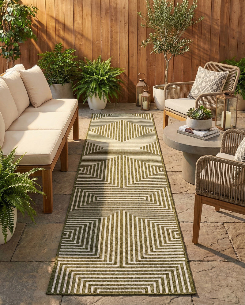 Urban Terrace Collection Area Rug -  Astoria (Green) Runner Green  lifestyle 49
