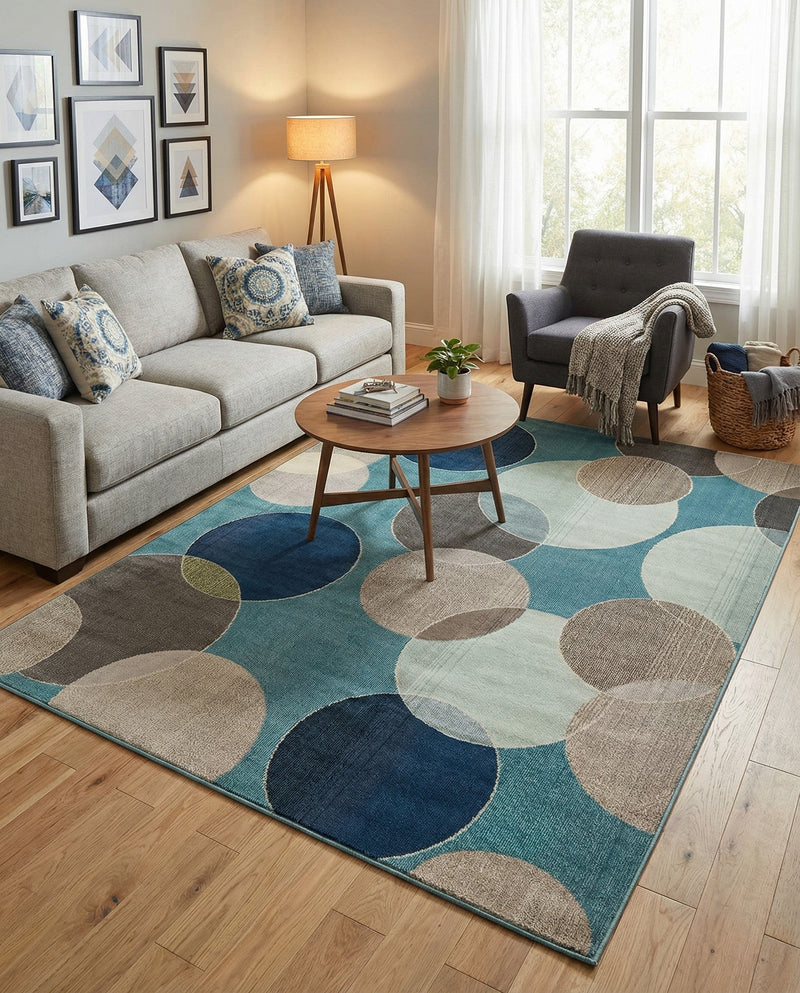 Chromatic Oasis Collection Area Rug -  Zephyr Rectangle Blue  lifestyle 51